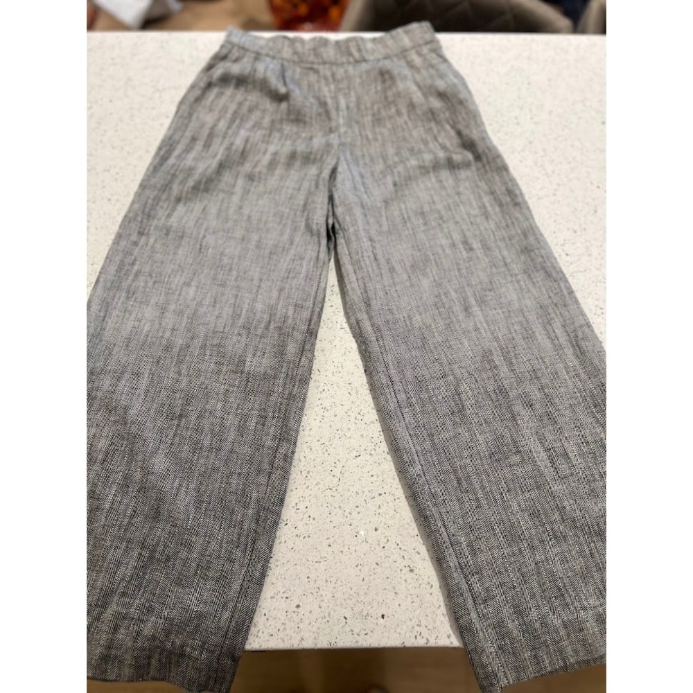 Rachel‎ Comey Herringbone Wide Leg Pants Size 6 Linen Blend Cropped Trousers